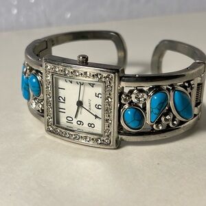 Silver and Turquoise Stone Watch